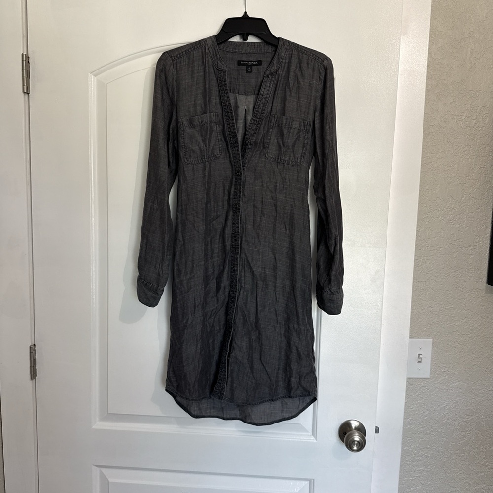 Banana Republic Gray Long-Sleeve Tunic Dress